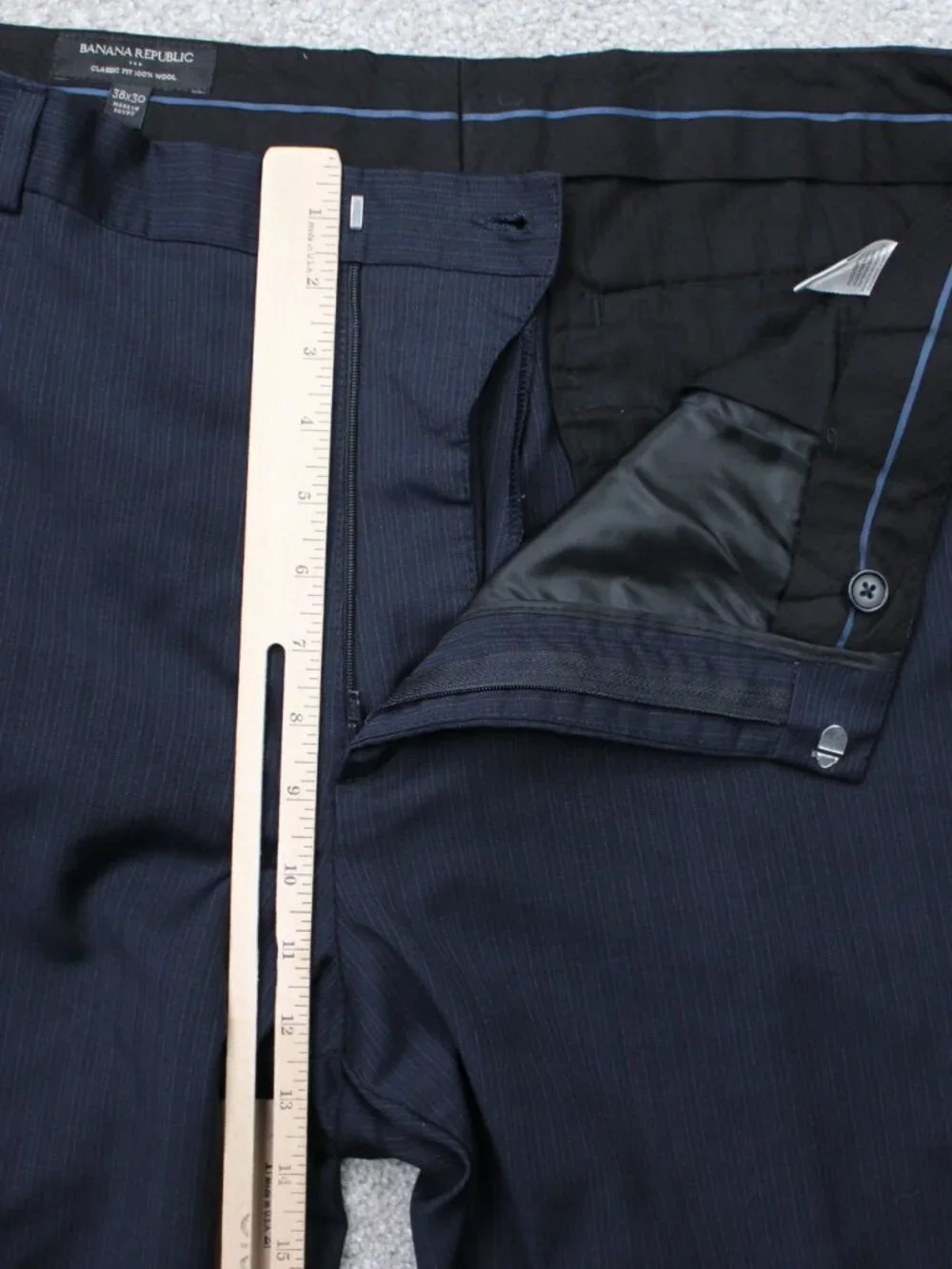 Banana Republic Pants Mens 38x30 Navy Blue Classic Fit 100% Wool Polyester Lined
